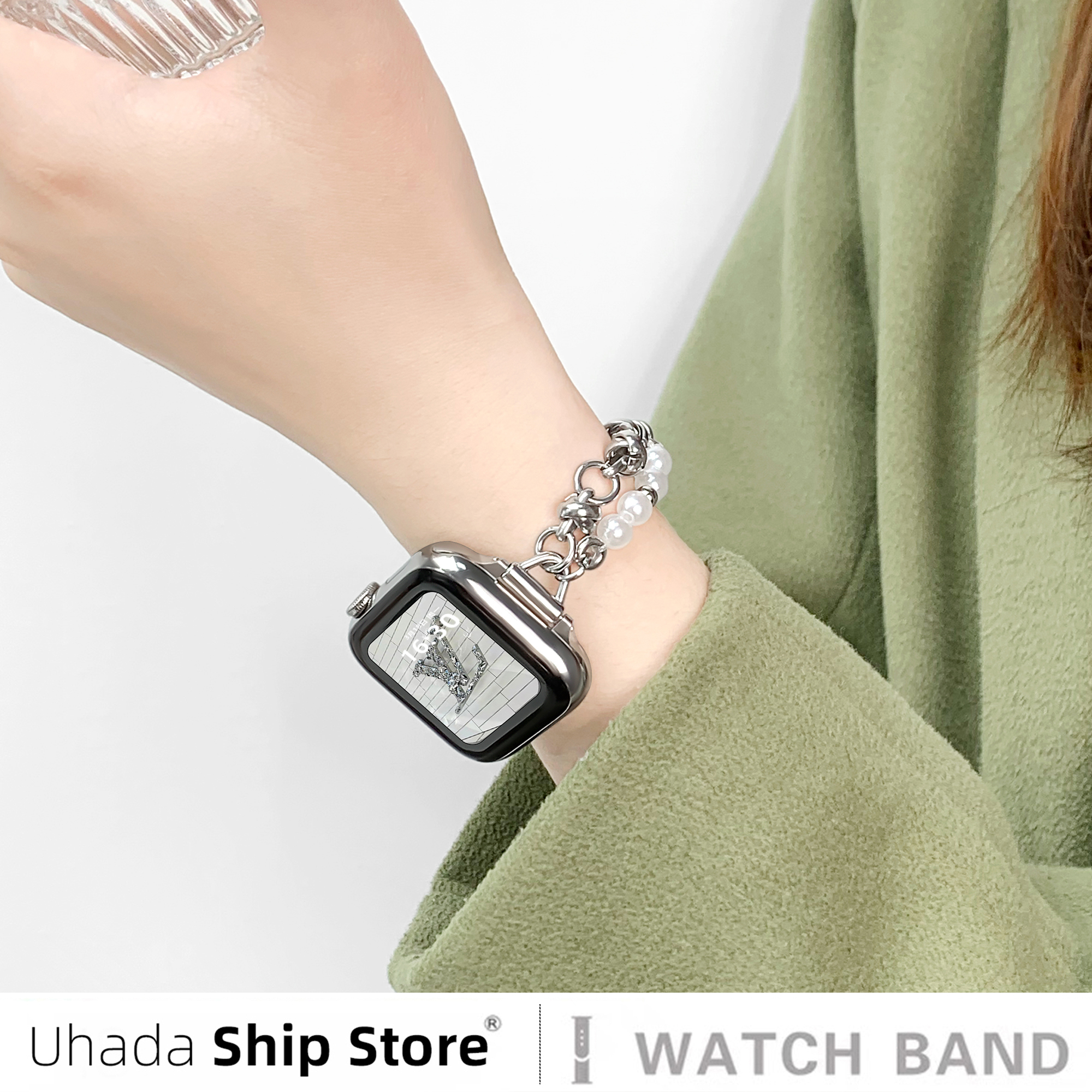 Uhada适用苹果iwatch s9手表表带新款金属AppleWatch5678se/ultra小红书同款s7手表带iwatchs678男女款高级感 - 图2