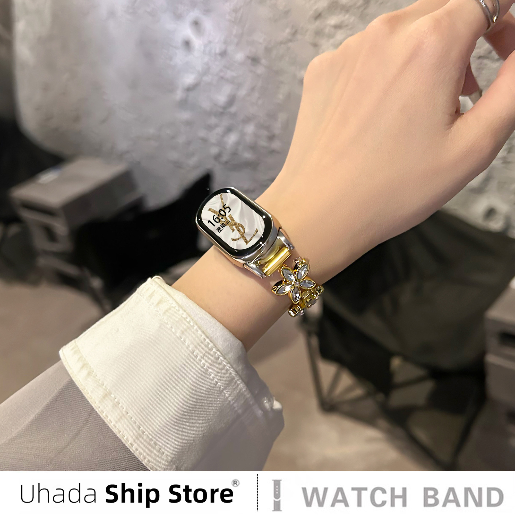 uhada适用小米手环10表带新款五瓣花金属智能小米手环9表带创意花朵链女生小米手环8/7/6表带小香风闺蜜同款,淘宝优惠券,粉丝福利购,淘宝优惠卷