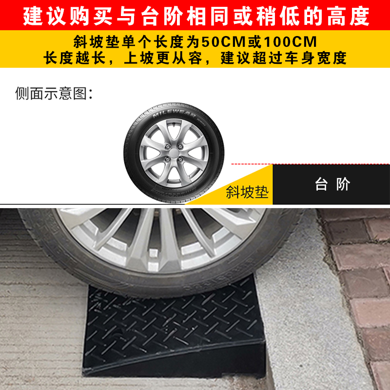 马路牙子汽车爬道路沿坡台阶垫斜坡垫橡塑减速带公路爬坡道板上门-图3