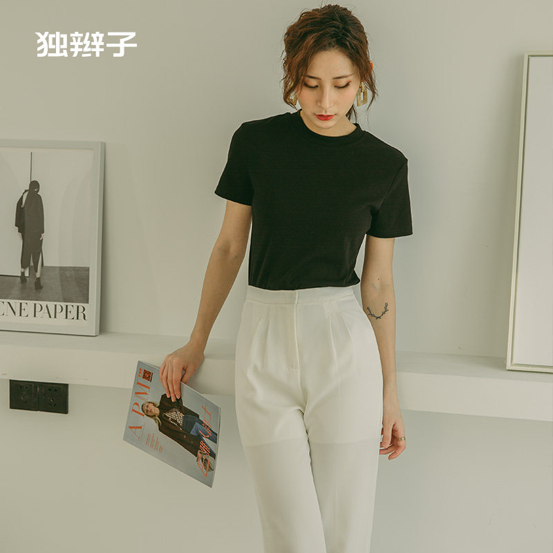 独辫子白色短袖t恤女2020上衣女 独辫子女装T恤