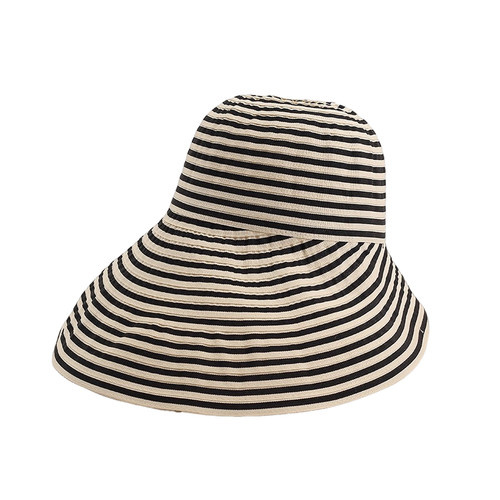 2026新款遮阳帽子女春夏季时尚百搭条纹渔夫大檐遮脸防晒太阳帽 - 图3