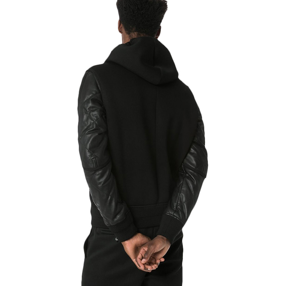 givenchy男士黑色羊皮拉链连帽夹克 奢批海外夹克