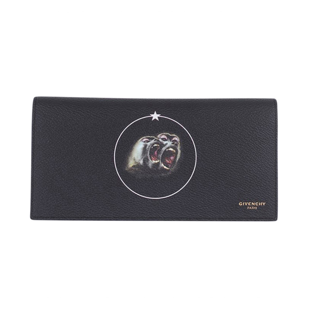 givenchy男士黑色牛皮狒狒印花钱包 奢批海外钱包
