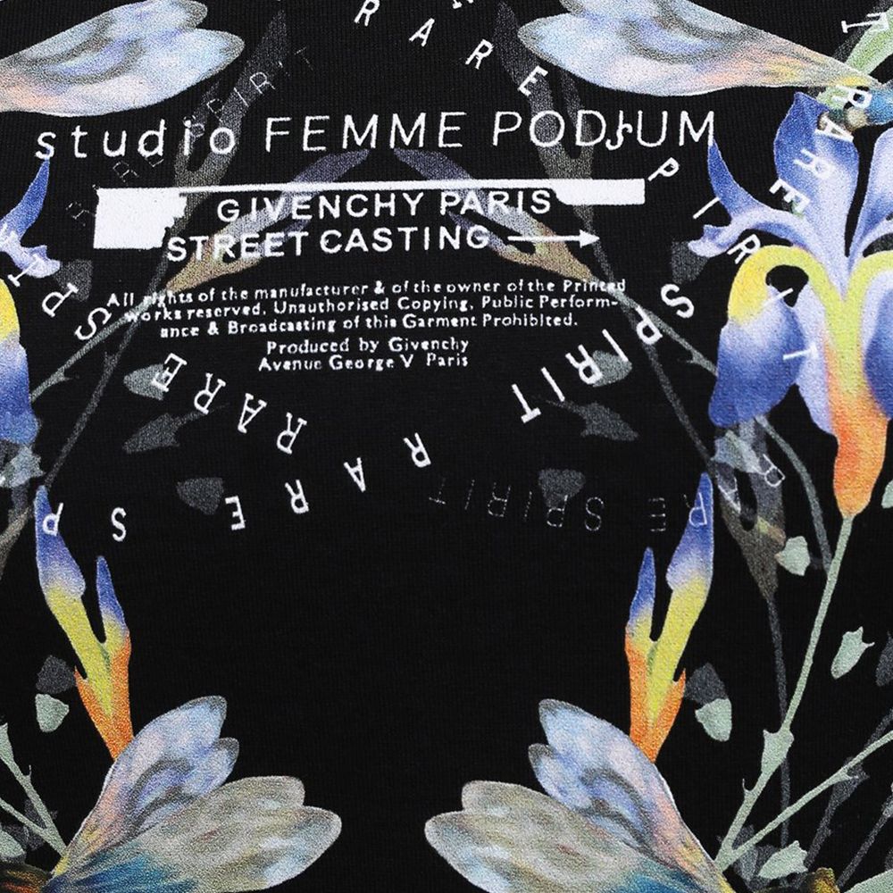 givenchy女士黑色棉质花卉图案t恤 奢批海外T恤