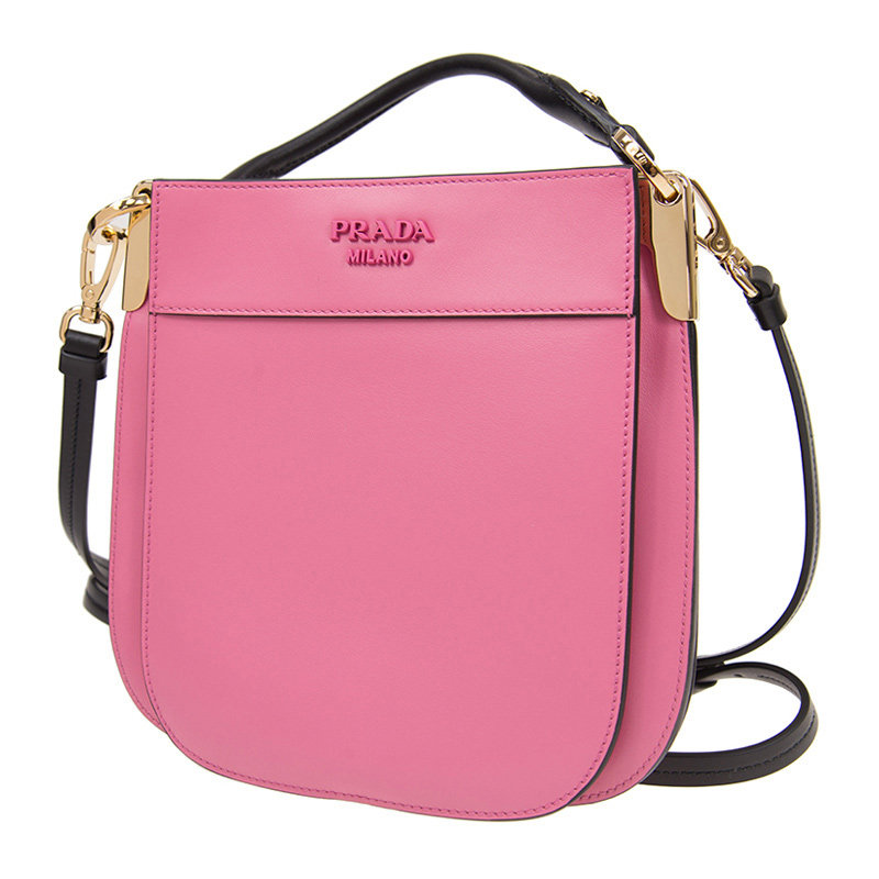 prada粉红色牛皮字母logo单肩包 奢批海外女士包袋