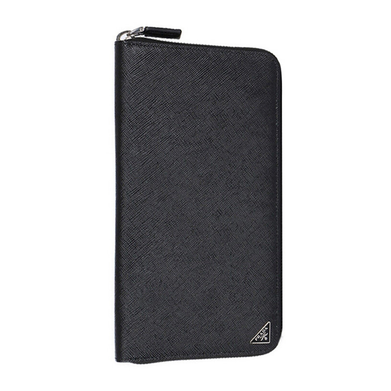 prada /普拉达男士十字纹牛皮钱包 奢批海外钱包