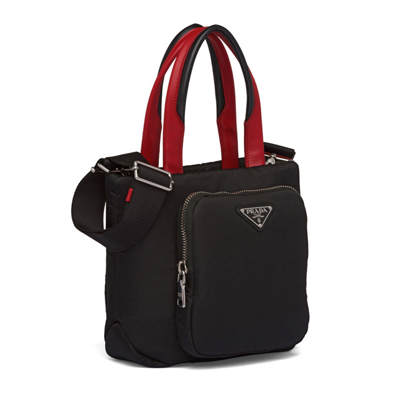 prada三角徽标黑色尼龙竖版手提包 奢批海外女士包袋