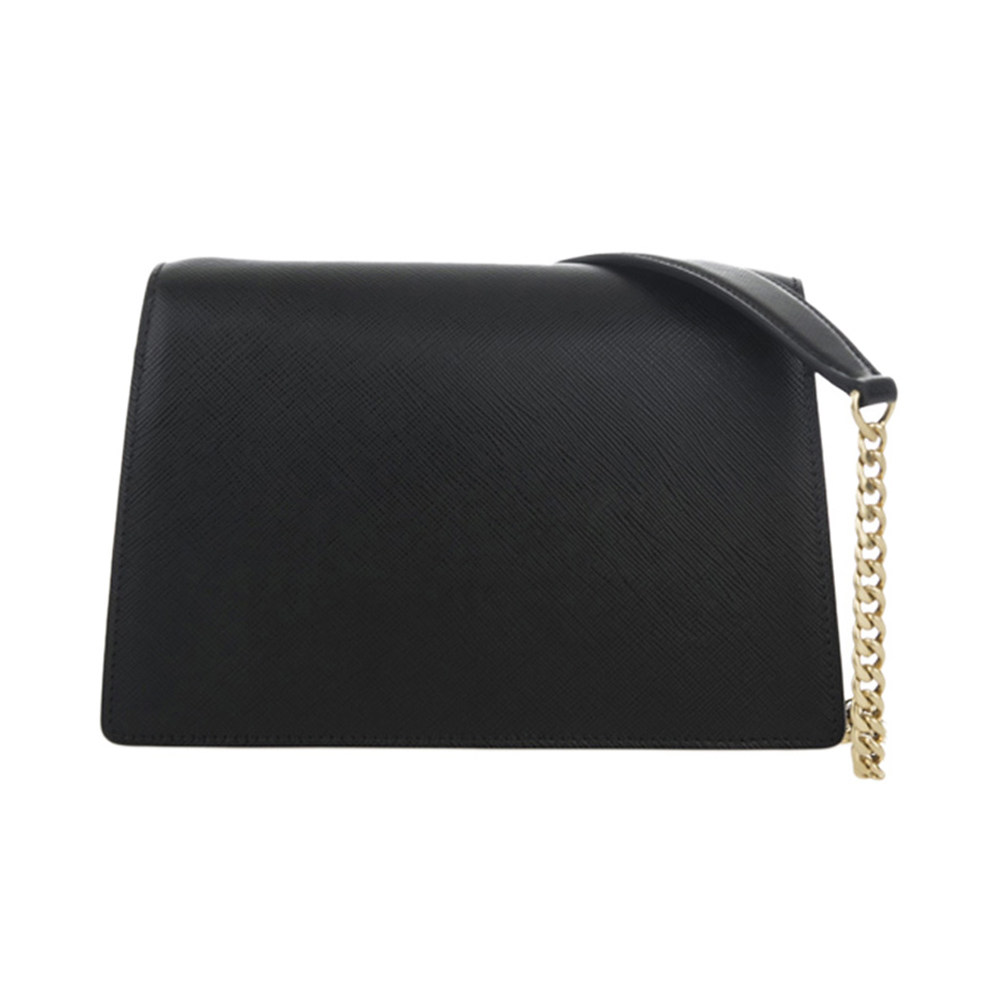 prada女士黑色新款翻盖按扣链条包 奢批海外女士包袋