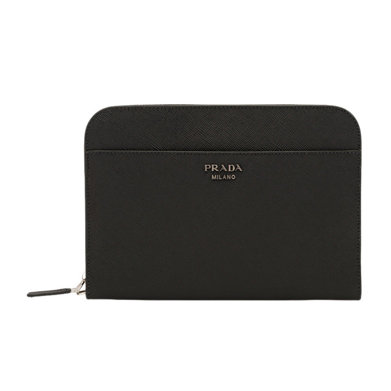 prada /普拉达黑色牛皮经典男包 奢批海外钱包