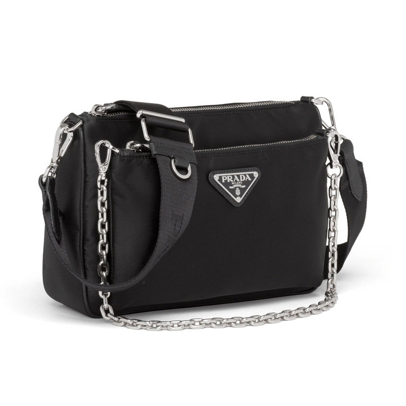 prada /普拉达女士黑色皮革斜挎包 奢批海外女士包袋