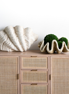 地中海风格仿真海螺雕塑 氧化镁摆件大号样板房海洋化石工艺品