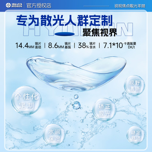 海昌散光隐形眼镜年抛2片近视高清锐视焦点官方正品专业散光定制 - 图2
