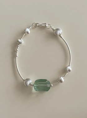 925银绿萤石弯管手链套装