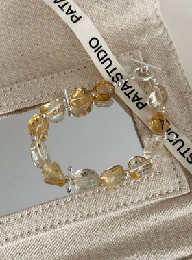 S925纯银随型黄水晶手链