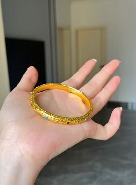 沙金花丝手镯金店同款黄金色皇后轻奢高级感镯子琳琅新中式首饰