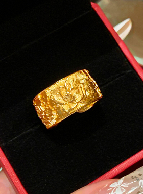 繁华牡丹手镯女戒指国风开口镯子