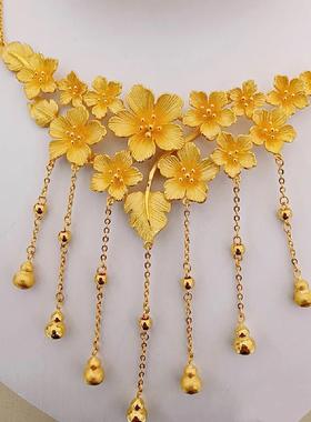 繁花似锦葫芦项链仿真黄金沙金