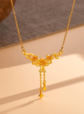 丁香花项链女越南沙金黄金色项链