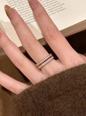 老铺同款沙金点钻红宝石戒指