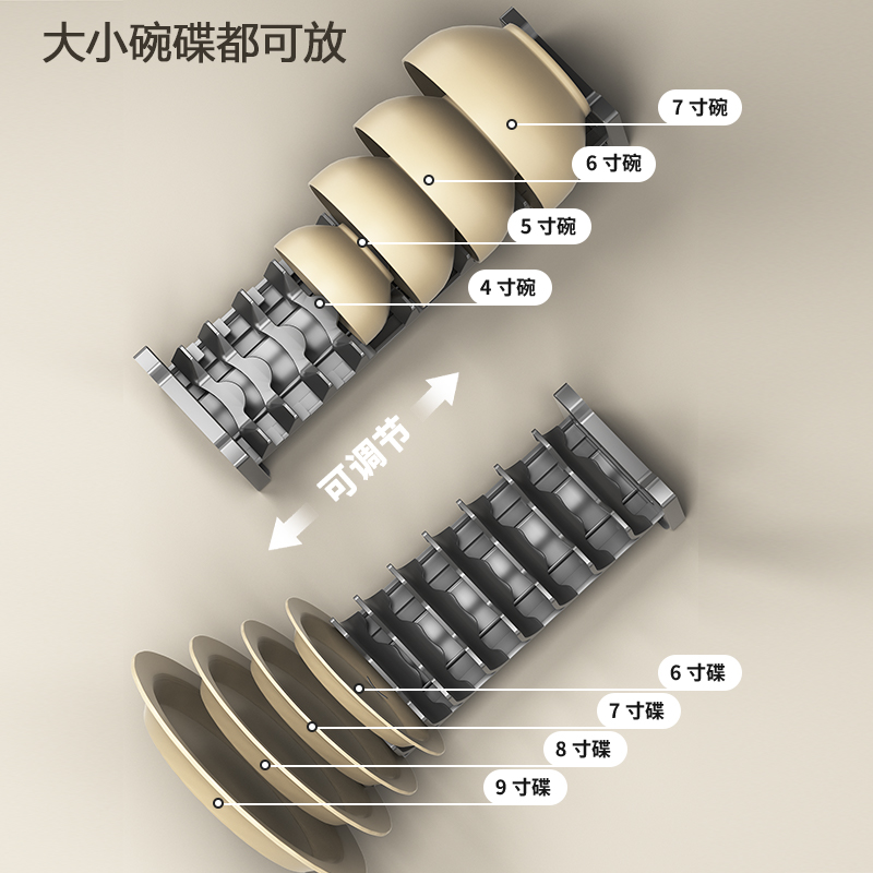 枪灰厨房抽屉收纳分隔橱柜内置分格碗架放刀叉碗筷勺子餐具收纳盒