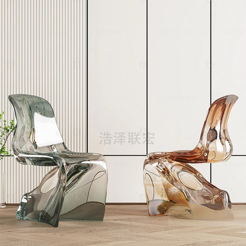 设计师透明树脂潘通餐椅样板房休闲椅异形单人椅客厅样板艺术餐椅,淘宝优惠券,粉丝福利购,淘宝优惠卷