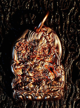 大黑天吊坠紫铜色精工精抛六臂大黑天侧挂藏传风格侧挂吊坠霸气