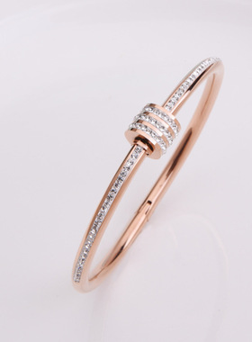 ins潮女钛钢小蛮腰三排钻手镯