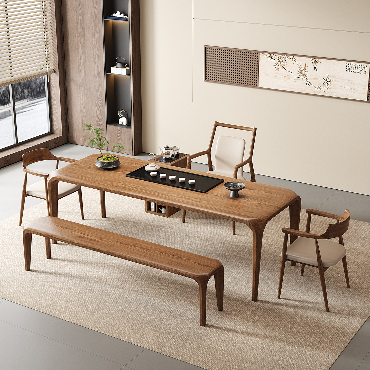 新中式实木茶桌椅组合宋代美学客厅办公室茶室大板泡茶台2025新款,淘宝优惠券,粉丝福利购,淘宝优惠卷