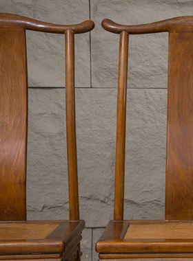 清代黄花梨劈料裹腿罗锅枨灯挂椅成堂（一堂四只）明清家具收藏