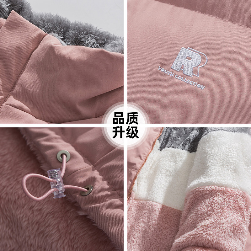 查尔斯桃心 双面穿羊羔绒棉服男士冬季2025新款加绒加厚棉衣外套