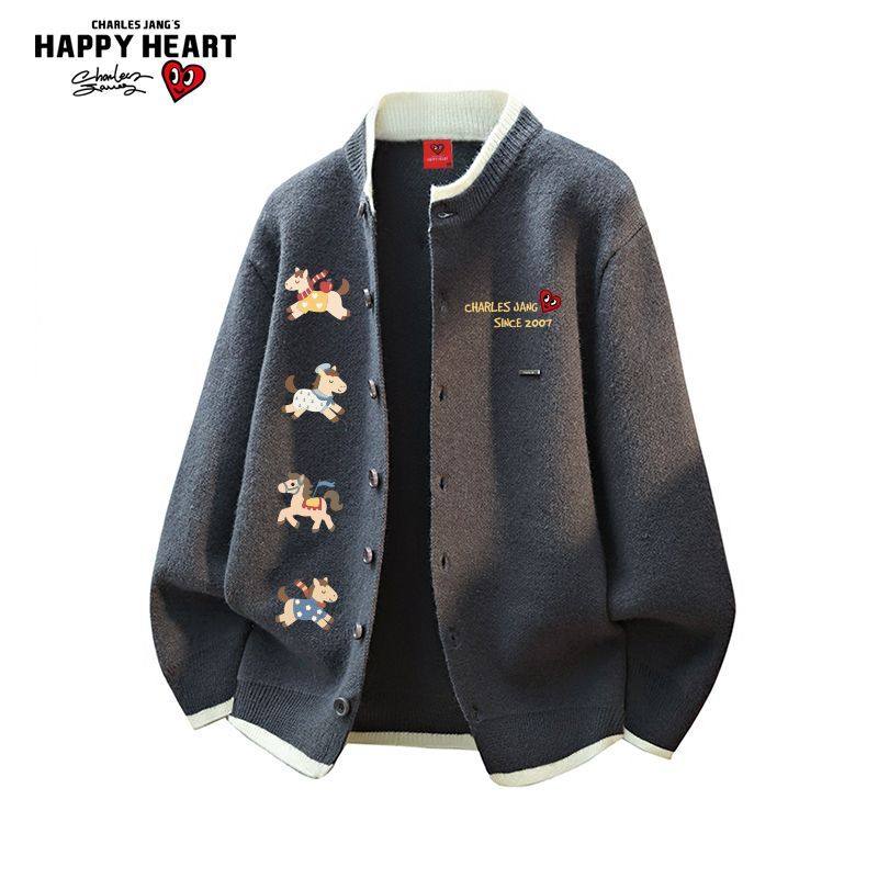 查尔斯桃心马年2026新款冬季男女针织衫外套休闲宽松情侣慵懒毛衣,淘宝优惠券,粉丝福利购,淘宝优惠卷