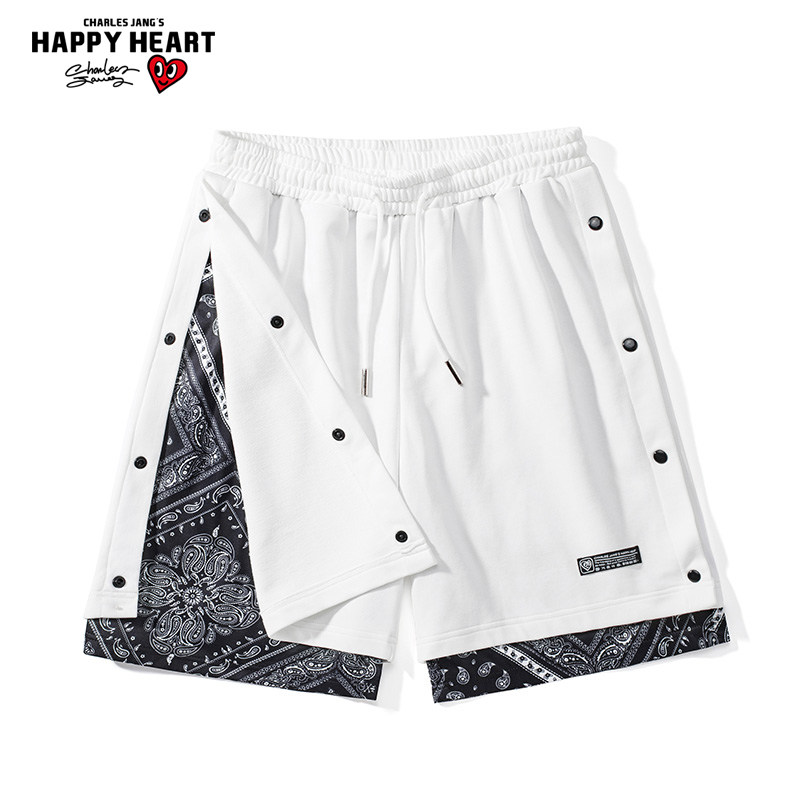 查尔斯桃心男款潮牌宽松腰果花短裤 查尔斯桃心服饰休闲裤