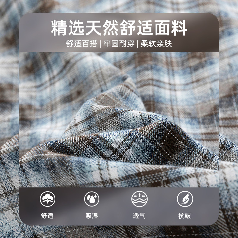 查尔斯桃心 复古格子衬衫男女同款长袖休闲宽松秋季百搭情侣外套