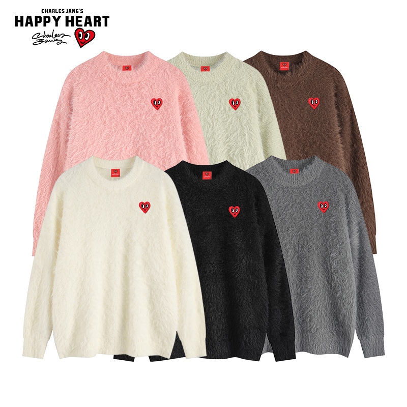 查尔斯桃心 2公分水貂毛圆领加厚保暖针织衫毛衣男秋冬季打底衫 - 图1