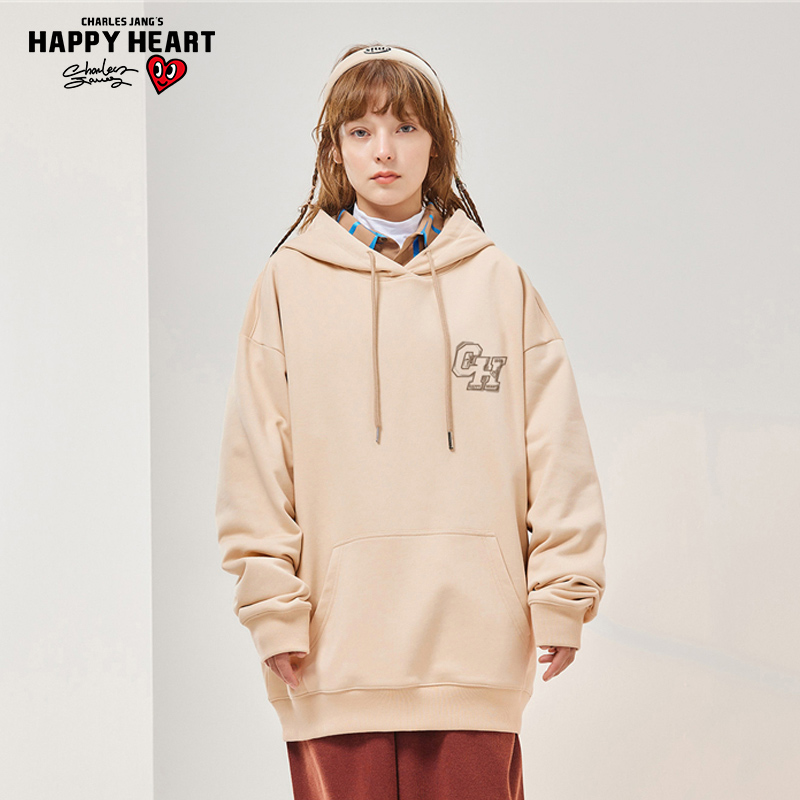 查尔斯桃心男款春秋季宽松连帽卫衣 查尔斯桃心服饰卫衣