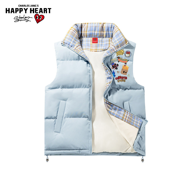 查尔斯桃心 勇者图章格子纹棉马甲男女冬季保暖加厚情侣外套棉服,淘宝优惠券,粉丝福利购,淘宝优惠卷