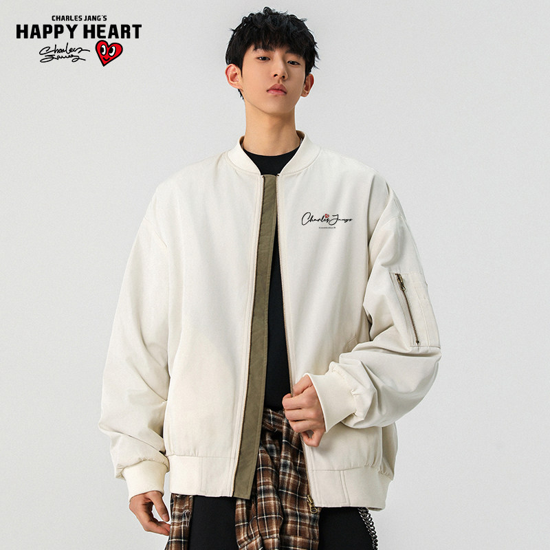 Charles heart American lettering reversible jacket