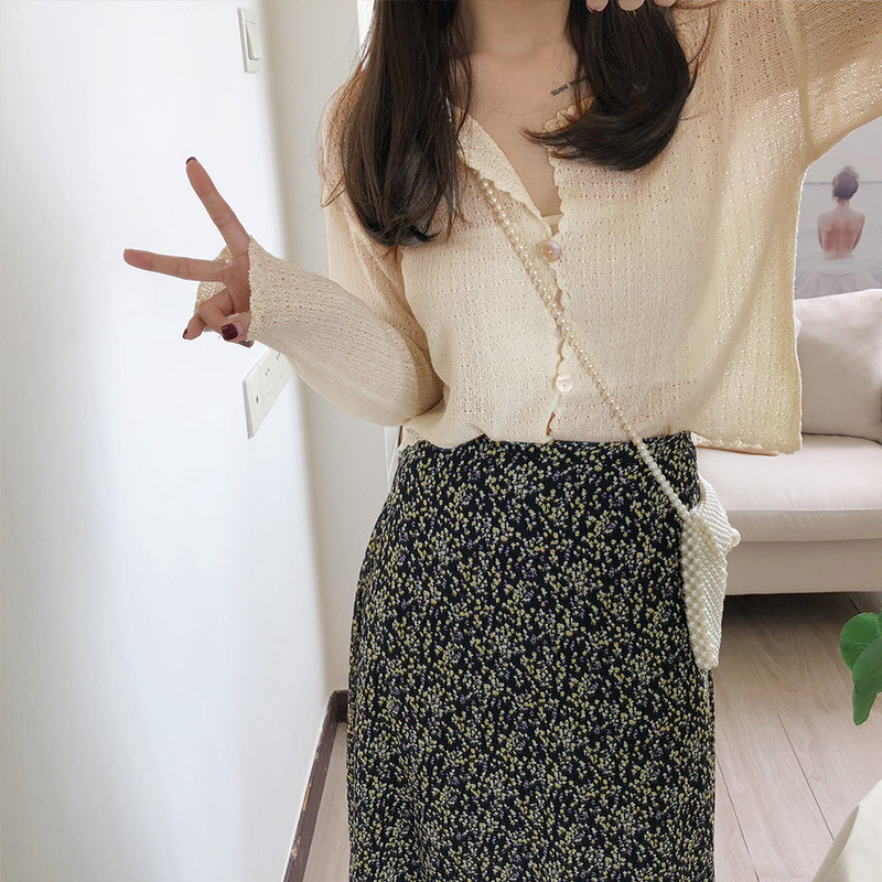 冰丝薄款防晒衣短款长袖空调衫裙子 chuntu春图毛针织衫