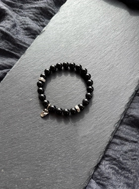 A lone ranger 十字花手链质感黑色十字架手串复古做旧黑曜石