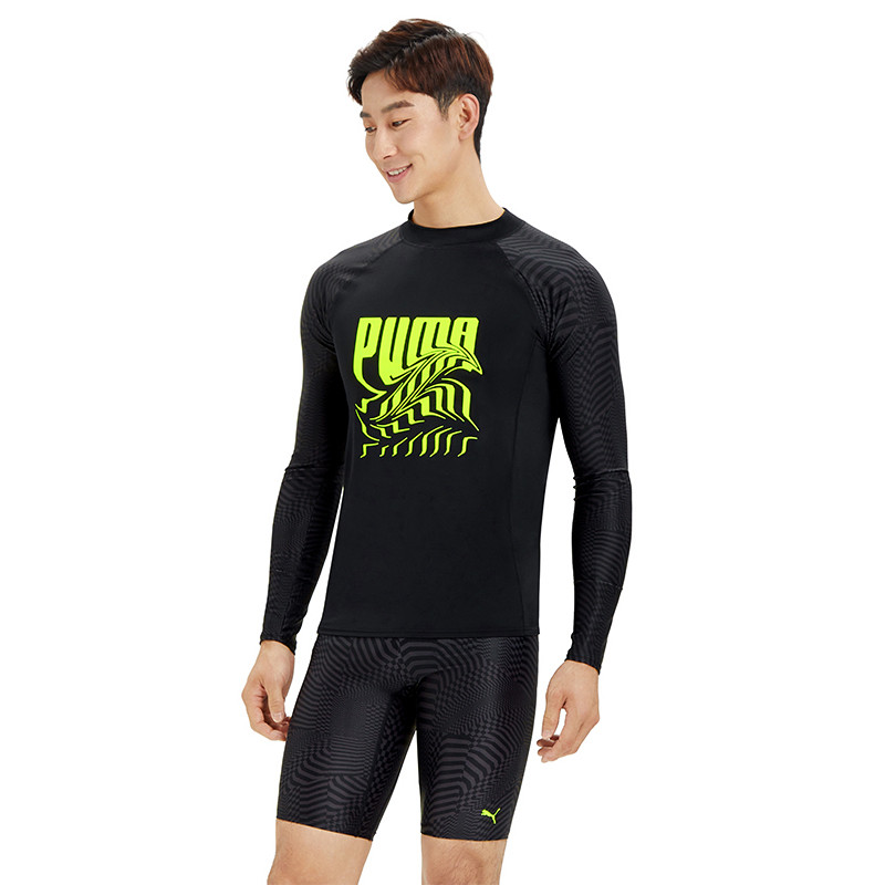 puma男士上装黑色防氯水长袖潜水服 PUMA内衣男士泳衣