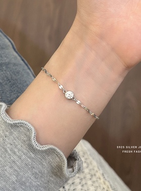 S925纯银锆石手链超闪波光粼粼亮片女轻奢时尚2025年新款生日礼物