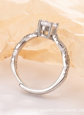 s925纯银鸽子蛋戒指女高级感旋转扭纹气质婚戒精致小众指环