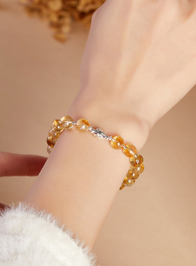 S925纯银黄塔晶串珠手串女新中式轻奢精致高级感手链送女朋友礼物