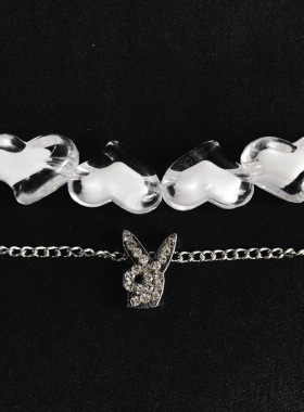 ins爱心兔子串珠甜蜜风包邮颈链