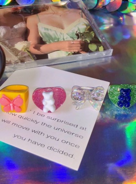 自制小熊软糖童趣戒指千禧树脂