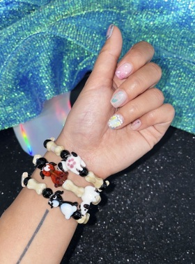 陶瓷琉璃卡通趣味小狗骨头手链