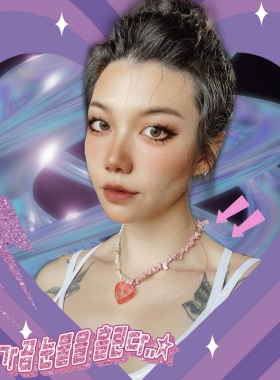 2000复古亚克力串珠天然石项链