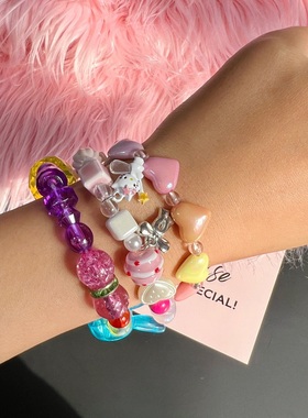 千禧多巴胺女孩粉色系串珠手链