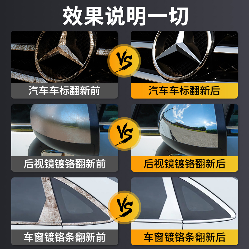 仆旅汽车镀铬亮条氧化修复膏电镀翻剂新金属防锈剂车标铁锈去除剂-图1