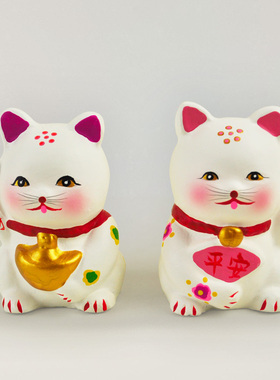 招财猫天津泥人张彩塑